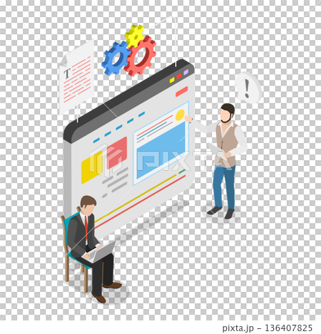 3D Isometric Flat  Illustration of SEO Analysis. Item 1 136407825