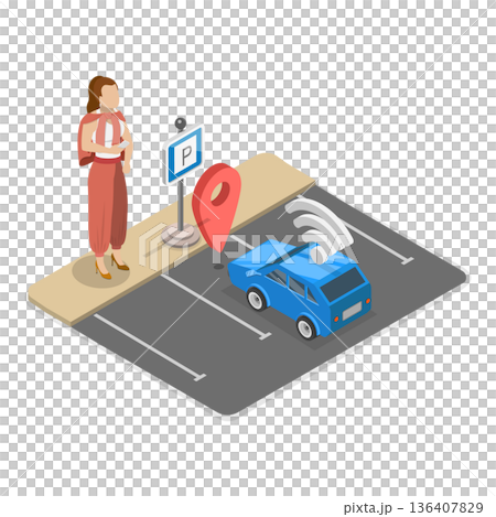 3D Isometric Flat Illustration of Robotic Vehicle. Item 3 3D Isometric Flat Illustration of Robotic Vehicle. Item 3 136407829