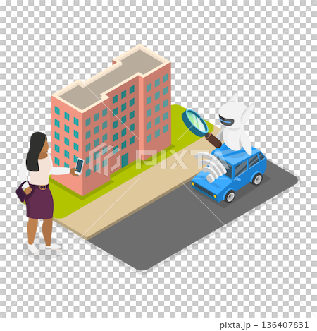 3D Isometric Flat Illustration of Robotic Vehicle. Item 1 3D Isometric Flat Illustration of Robotic Vehicle. Item 1 136407831