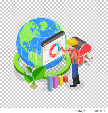 3D Isometric Flat  Illustration of Rainwater Harvesting. Item 1 136407834