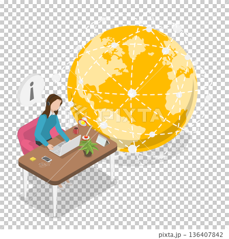3D Isometric Flat  Illustration of Online Customer Support. Item 3 136407842