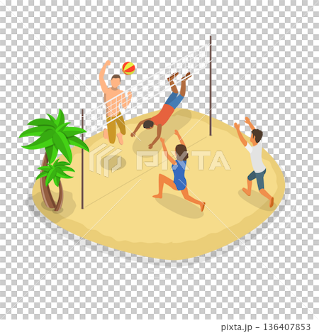 3D Isometric Flat Illustration of Beach Fun. Item 3 3D Isometric Flat Illustration of Beach Fun. Item 3 136407853