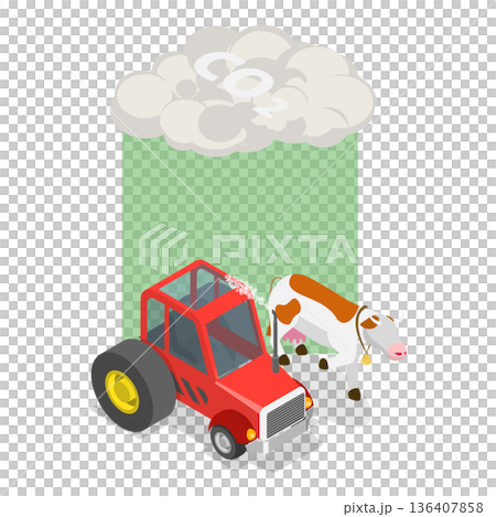 3D Isometric Flat  Illustration of Carbon Greenhouse. Item 3 136407858