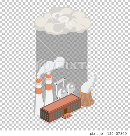 3D Isometric Flat  Illustration of Carbon Greenhouse. Item 1 136407860