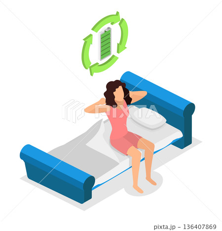 3D Isometric Flat  Illustration of Harmony and Relaxation. Item 3 136407869