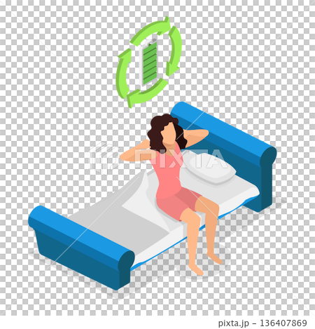 3D Isometric Flat  Illustration of Harmony and Relaxation. Item 3 136407869