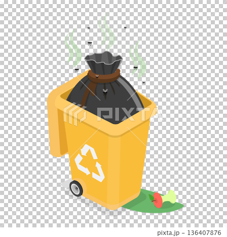 3D Isometric Flat  Illustration of Organic Disposal. Item 5 136407876