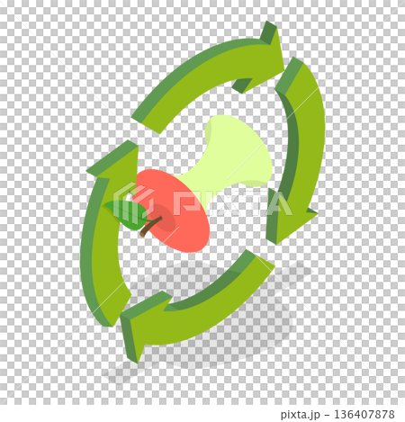 3D Isometric Flat  Illustration of Organic Disposal. Item 3 136407878