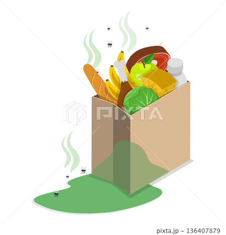 3D Isometric Flat  Illustration of Organic Disposal. Item 2 136407879