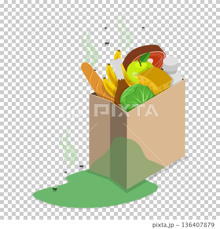3D Isometric Flat  Illustration of Organic Disposal. Item 2 136407879