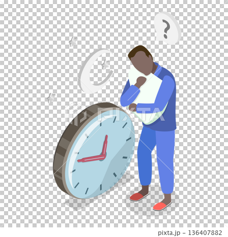 3D Isometric Flat  Illustration of Sleep Problems. Item 2 136407882