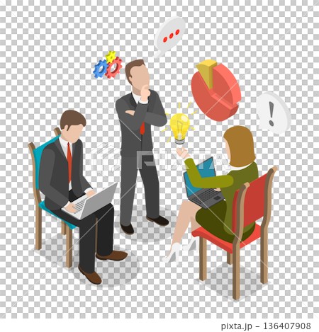 3D Isometric Flat  Illustration of MBA. Item 3 136407908