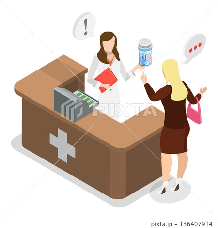 3D Isometric Flat  Illustration of Distribution of Pharm Products. Item 3 136407914