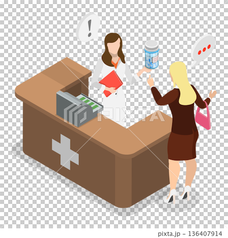 3D Isometric Flat  Illustration of Distribution of Pharm Products. Item 3 136407914