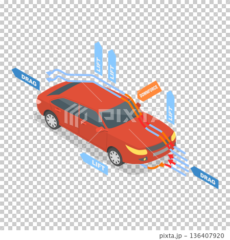 3D Isometric Flat  Illustration of Aerodynamics. Item 1 136407920
