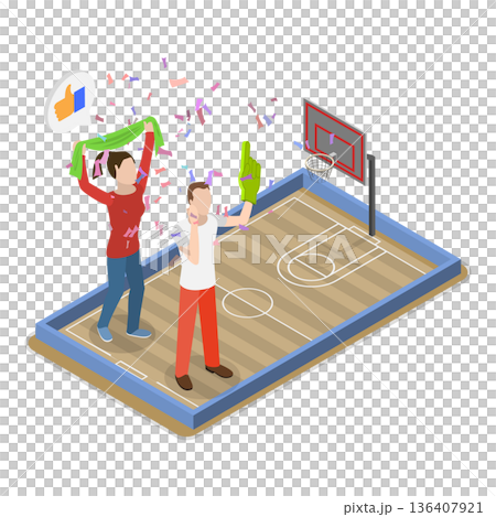 3D Isometric Flat  Illustration of Best Team Cheering. Item 3 136407921