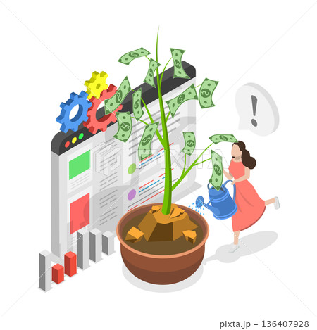 3D Isometric Flat Illustration of Monetary Investment and Profit. Item 2 3D Isometric Flat Illustration of Monetary Investment and Profit. Item 2 136407928
