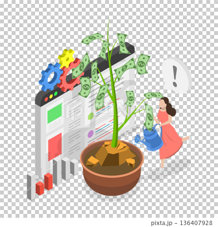 3D Isometric Flat Illustration of Monetary Investment and Profit. Item 2 3D Isometric Flat Illustration of Monetary Investment and Profit. Item 2 136407928