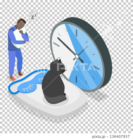 3D Isometric Flat Illustration of Good Night Time. Item 2 3D Isometric Flat Illustration of Good Night Time. Item 2 136407937