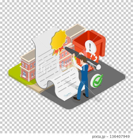 3D Isometric Flat Illustration of Garbage Collection and Sorting. Item 2 3D Isometric Flat Illustration of Garbage Collection and Sorting. Item 2 136407949
