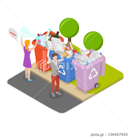 3D Isometric Flat Illustration of Garbage Collection and Sorting. Item 1 3D Isometric Flat Illustration of Garbage Collection and Sorting. Item 1 136407950