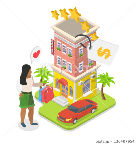 3D Isometric Flat Illustration of Planning Trip, Journey or Tour. Item 3 3D Isometric Flat Illustration of Planning Trip, Journey or Tour. Item 3 136407954