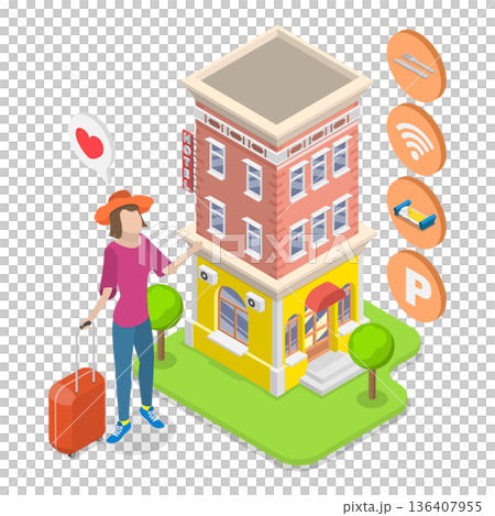 3D Isometric Flat Illustration of Planning Trip, Journey or Tour. Item 2 3D Isometric Flat Illustration of Planning Trip, Journey or Tour. Item 2 136407955