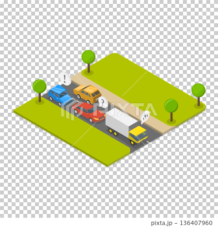 3D Isometric Flat  Illustration of Urban Transport. Item 3 136407960