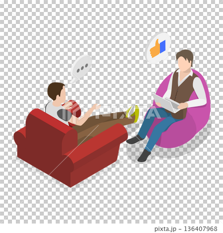 3D Isometric Flat  Illustration of Psychologist Talking with Patient. Item 1 136407968