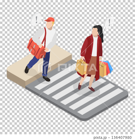 3D Isometric Flat Illustration of Crosswalk and Traffic Lights. Item 3 3D Isometric Flat Illustration of Crosswalk and Traffic Lights. Item 3 136407980