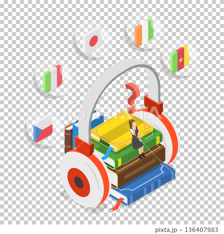 3D Isometric Flat  Illustration of International Study Opportunines. Item 3 136407983
