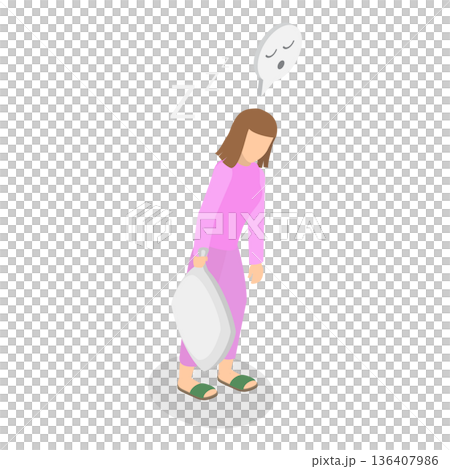 3D Isometric Flat  Illustration of Relaxation and Daydreaming. Item 2 136407986