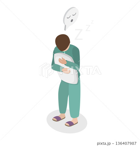 3D Isometric Flat Illustration of Relaxation and Daydreaming. Item 1 3D Isometric Flat Illustration of Relaxation and Daydreaming. Item 1 136407987
