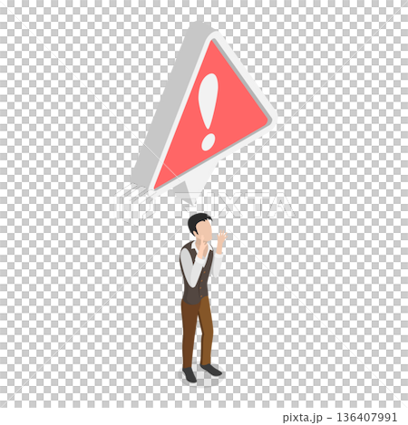 3D Isometric Flat  Illustration of Problem in Work Communication. Item 2 136407991