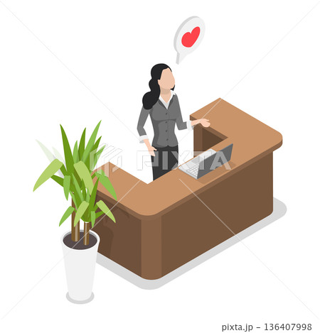 3D Isometric Flat Illustration of Restaurant Staff Characters. Item 2 3D Isometric Flat Illustration of Restaurant Staff Characters. Item 2 136407998