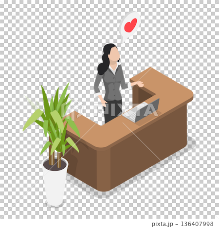 3D Isometric Flat Illustration of Restaurant Staff Characters. Item 2 3D Isometric Flat Illustration of Restaurant Staff Characters. Item 2 136407998