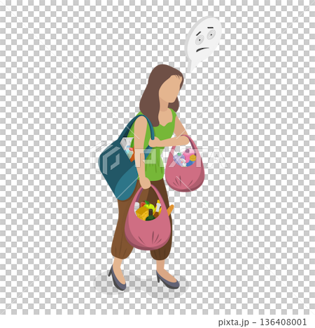 3D Isometric Flat Illustration of Tiredness. Item 1 3D Isometric Flat Illustration of Tiredness. Item 1 136408001