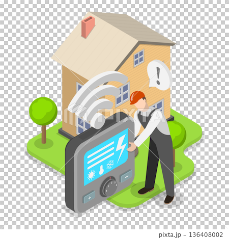 3D Isometric Flat Illustration of Residential Home Energy Efficiency. Item 3 3D Isometric Flat Illustration of Residential Home Energy Efficiency. Item 3 136408002