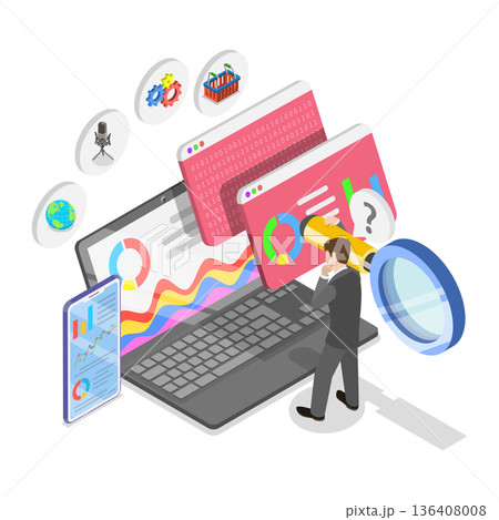 3D Isometric Flat Illustration of Social Media Marketing. Item 1 3D Isometric Flat Illustration of Social Media Marketing. Item 1 136408008