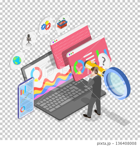 3D Isometric Flat Illustration of Social Media Marketing. Item 1 3D Isometric Flat Illustration of Social Media Marketing. Item 1 136408008