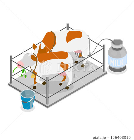 3D Isometric Flat Illustration of Dairy Livestock. Item 2 3D Isometric Flat Illustration of Dairy Livestock. Item 2 136408010