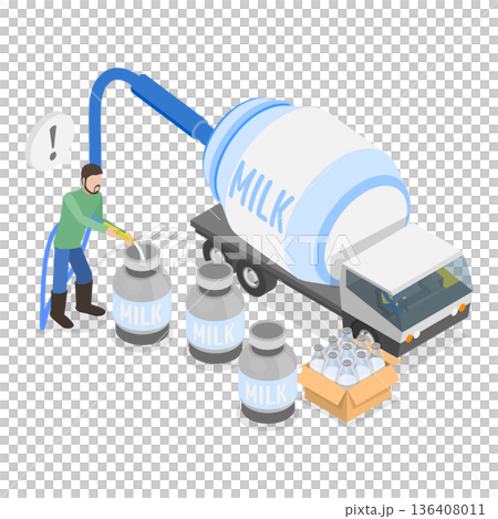 3D Isometric Flat Illustration of Dairy Livestock. Item 1 3D Isometric Flat Illustration of Dairy Livestock. Item 1 136408011