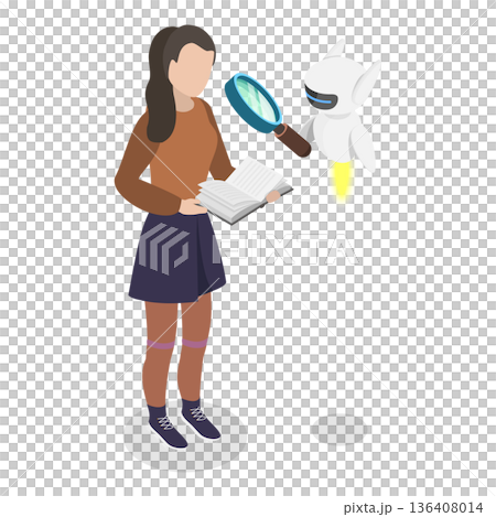 3D Isometric Flat  Illustration of Learning and AI Technologies. Item 2 136408014