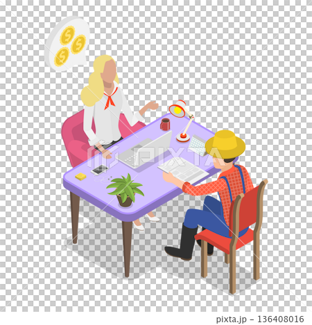 3D Isometric Flat Illustration of Agricultural Loan. Item 3 3D Isometric Flat Illustration of Agricultural Loan. Item 3 136408016