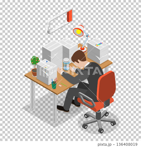 3D Isometric Flat  Illustration of Emergency Psychiatry. Item 3 136408019