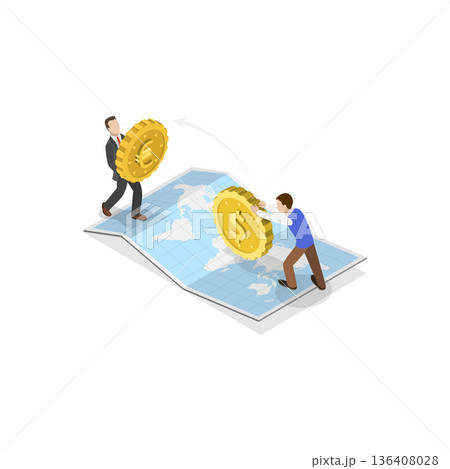3D Isometric Flat  Illustration of Market Analysis. Item 3 136408028