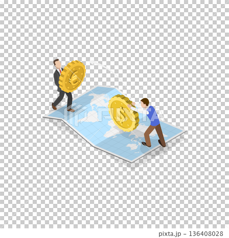3D Isometric Flat  Illustration of Market Analysis. Item 3 136408028