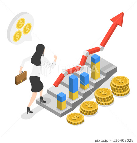 3D Isometric Flat Illustration of Market Analysis. Item 2 3D Isometric Flat Illustration of Market Analysis. Item 2 136408029
