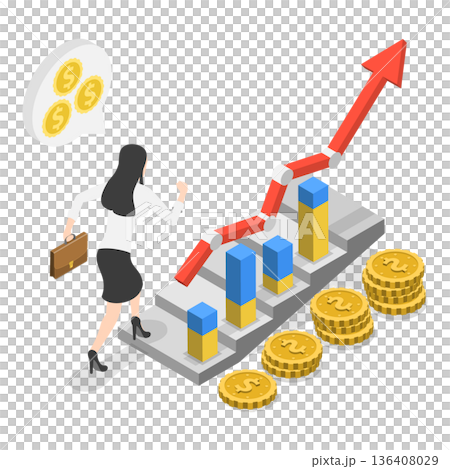 3D Isometric Flat  Illustration of Market Analysis. Item 2 136408029