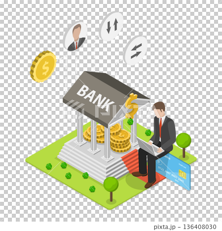 3D Isometric Flat  Illustration of Market Analysis. Item 1 136408030